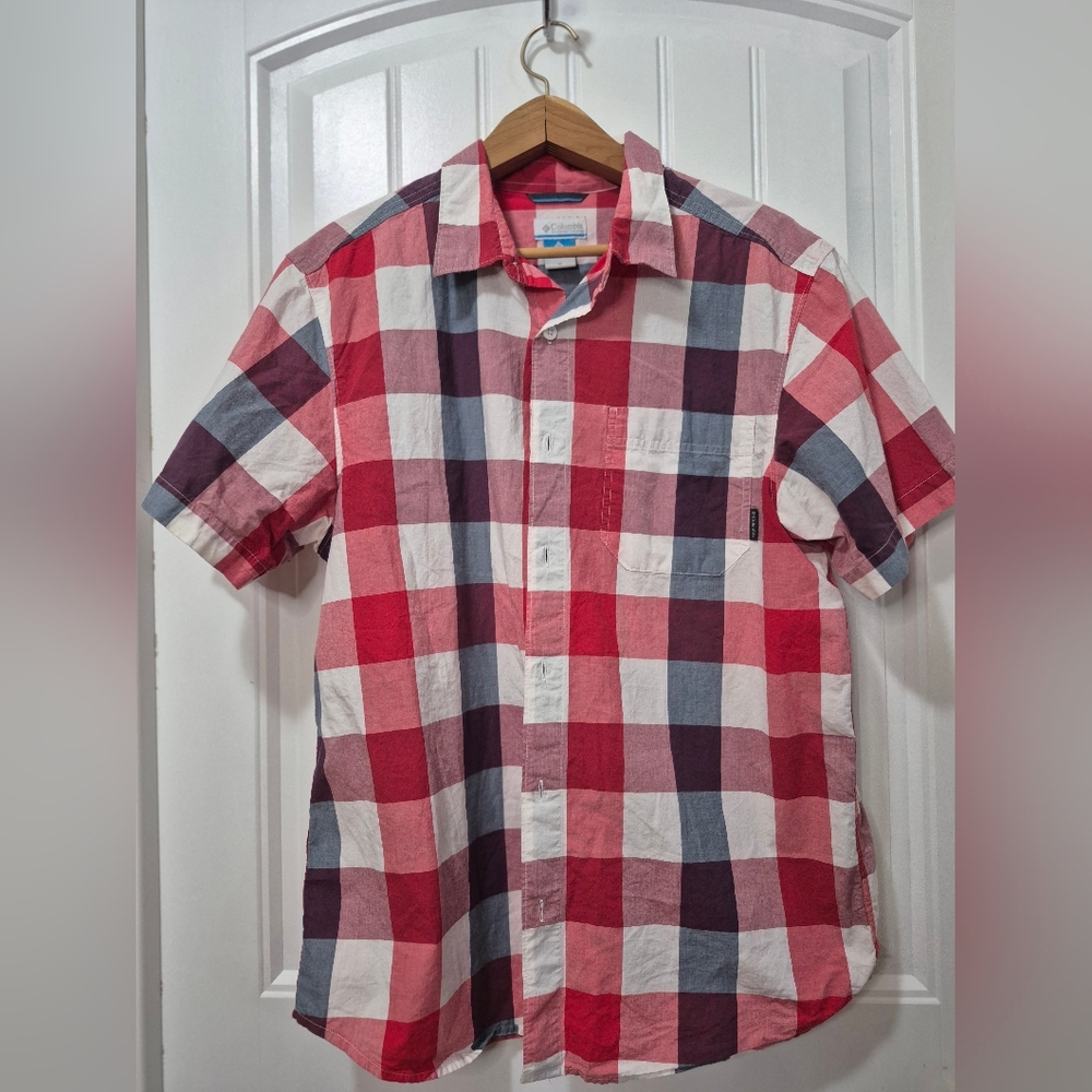 Mens Columbia Button Down Shirt Short Sleeved Size Medium